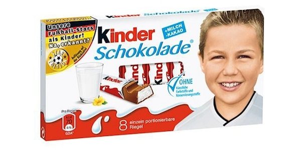 Fotos de craques da Alemanha quando crianças viram embalagens de chocolate