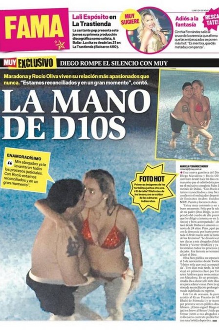 Maradona usa 'La Mano de Dios' em sua namorada Rocio Rocco