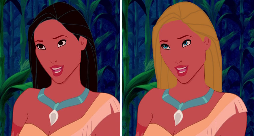 Artista troca a cor dos cabelos e dos olhos das princesas da Disney