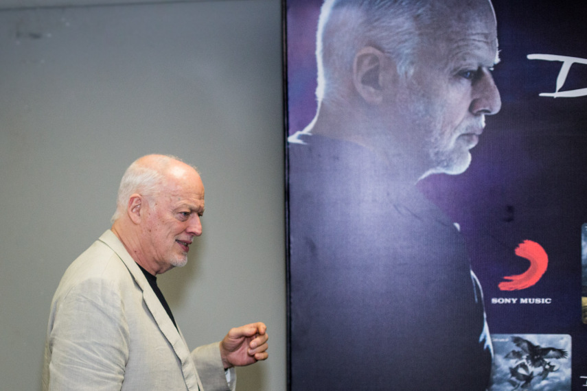 David Gilmour em coletiva de imprensa no Brasil