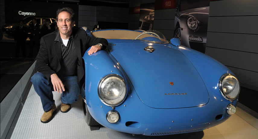 Jerry Seinfeld com um de seus Porsches vintage