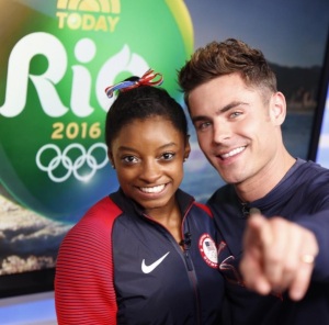 A ginasta já tinha contado que era fã do ator e finalmente encontrou com ele no estúdio da NBC, no Rio de Janeiro