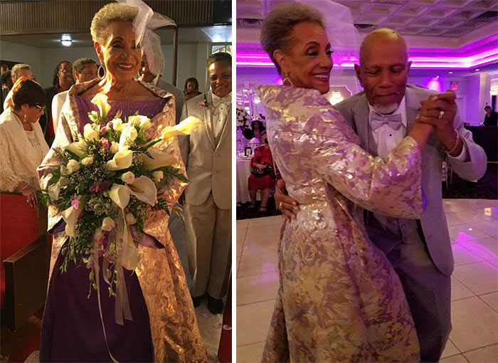 Millie Taylor-Morrison tem 86 anos e, recentemente, se causou com um vestido roxo que ela mesma desenhou e deixou todo mundo chocado com a sua beleza para o grande dia