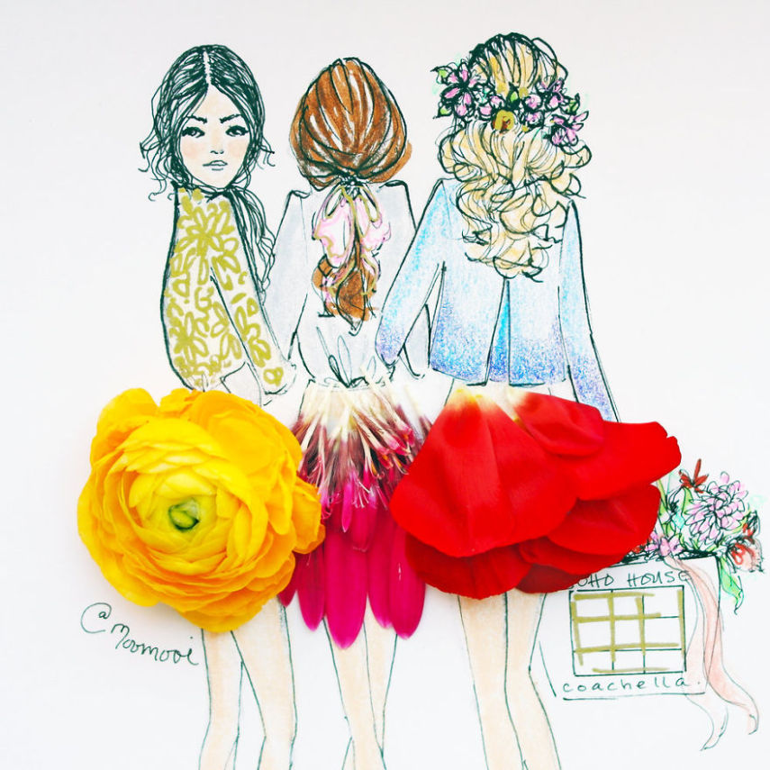 Meredith Wing é uma ilustradora que cria desenhos com flores e vegetais