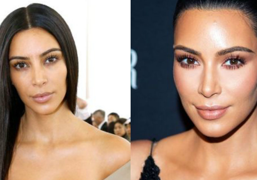 Kim Kardashian, sem e com make