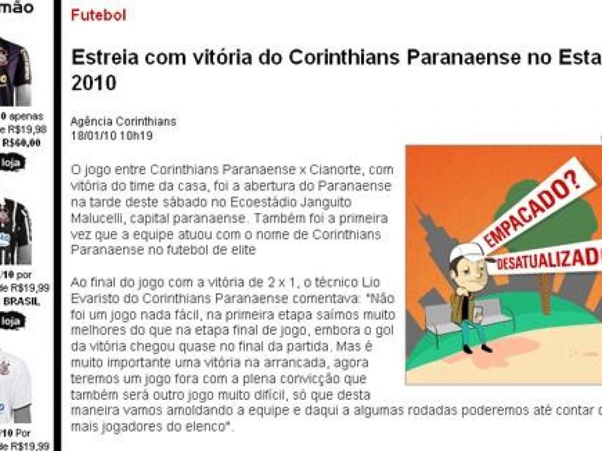 Site do Corinthians comemora vitória de “filial” paranaense – Vírgula