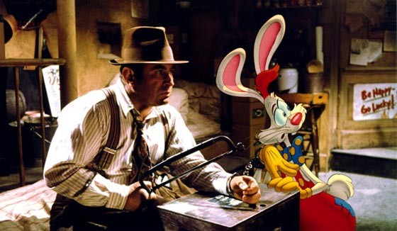 Eddie Valiant (Bob Hoskins) o detevive particular de Uma Cilada para Roger Rabbit