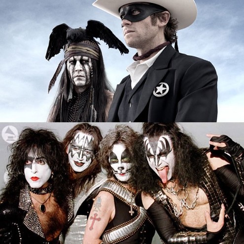 Johnny Depp em O Cavaleiro Solitário e a banda Kiss