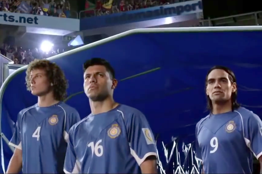 David Luiz, Falcão e Agüero em clima de cinema pra comercial