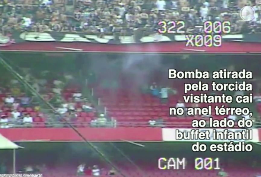 São Paulo divulga vídeo de bomba lançada por corintianos