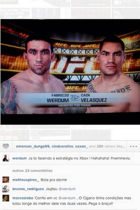 Werdum se prepara para bater Velasquez, por enquanto, no videogame: ‘Já estou fazendo a estratégia’