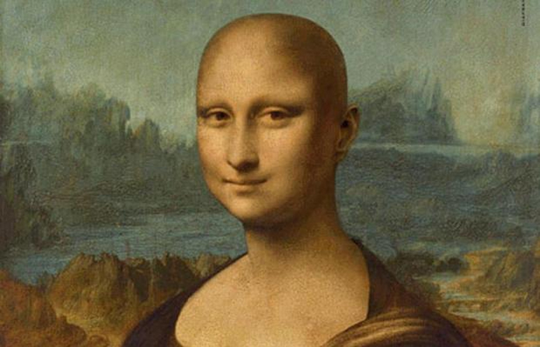 Mona Lisa fica careca em campanha contra o câncer