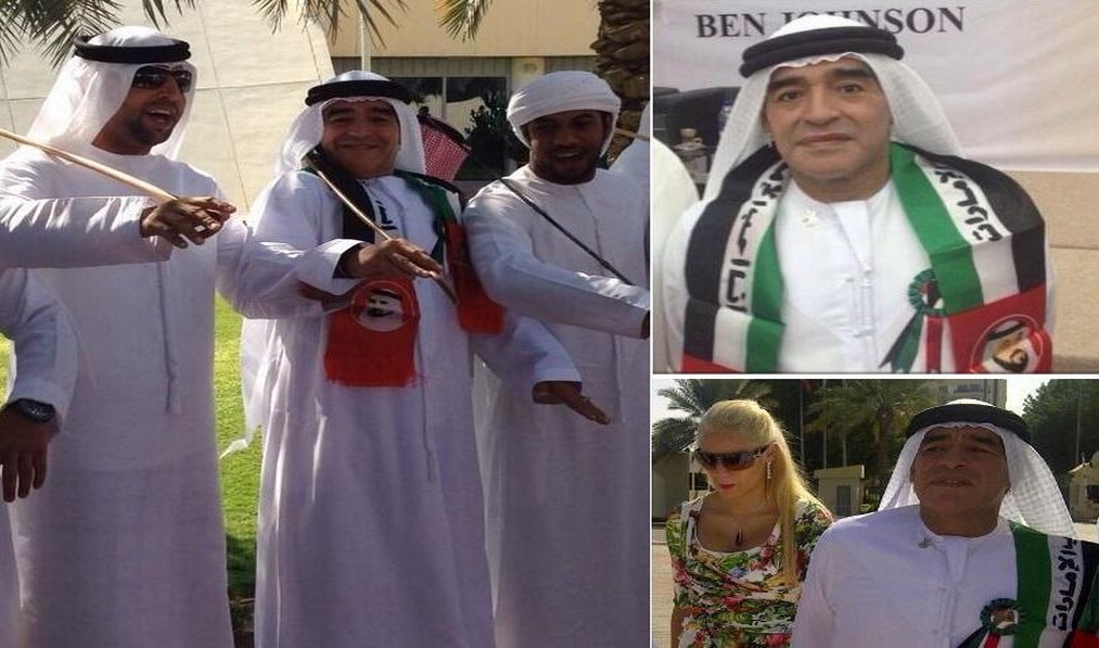 Maradona celebra independência de país árabe com dança e roupas típicas; assista