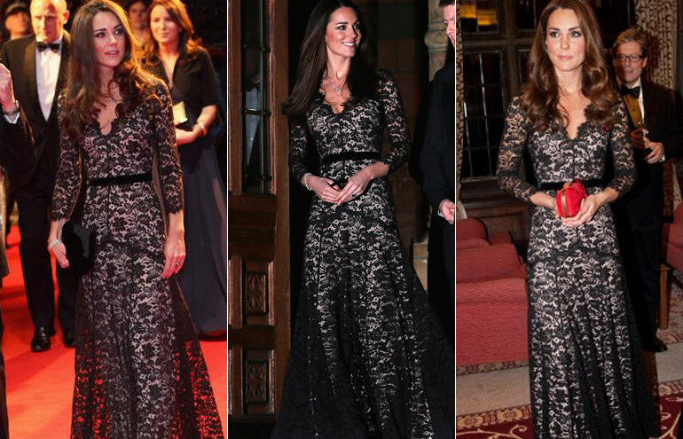 Kate Middleton repete vestido pela terceira vez