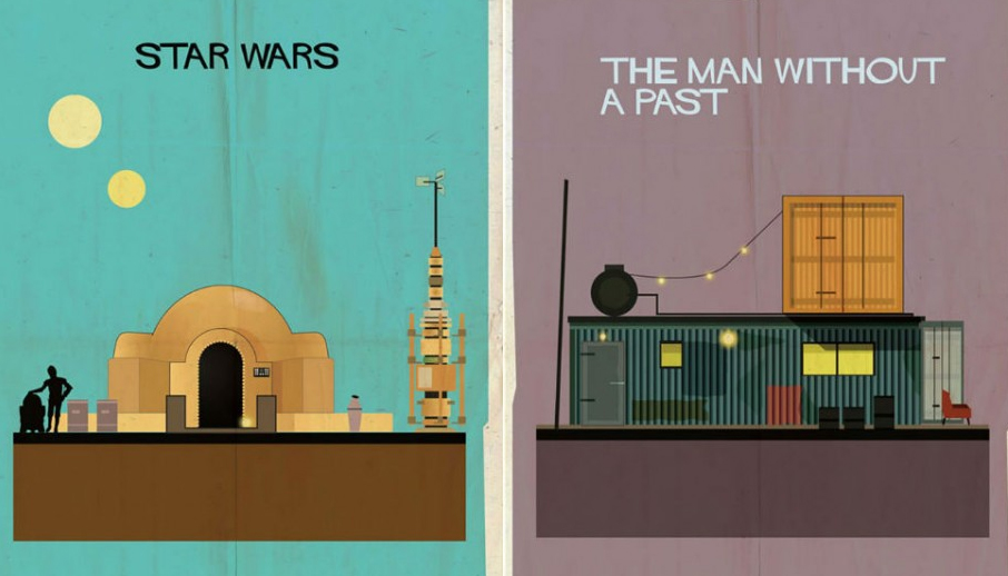 “Star Wars” e mais filmes inspiram série de ilustrações que mistura cinema e arquitetura