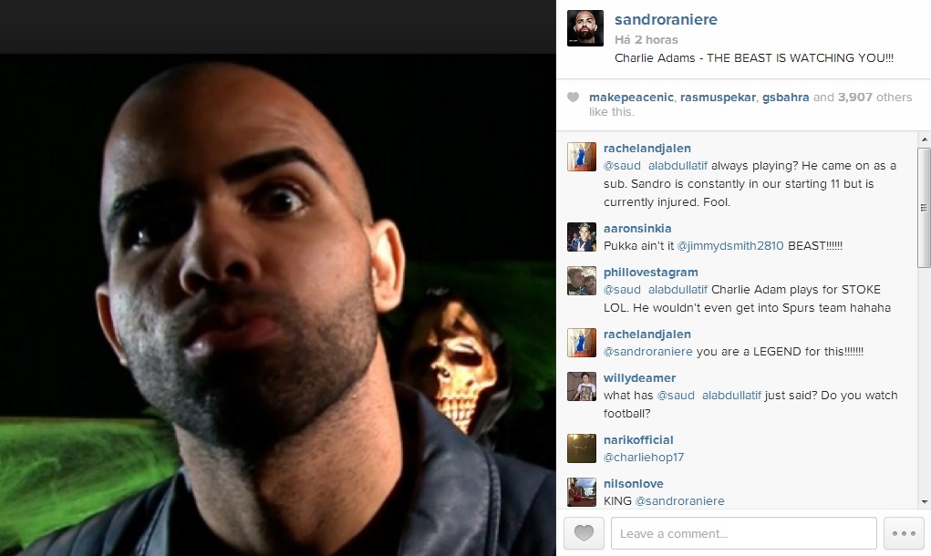 Pelo Instagram, volante Sandro promete ‘ficar de olho’ em agressor de Paulinho