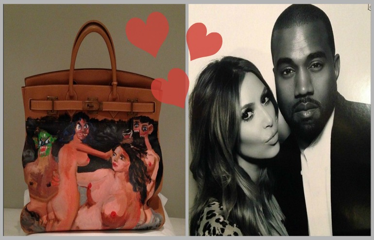 Kanye West presenteia Kim Kardashian com bolsa desenhada pelo artista George Condo