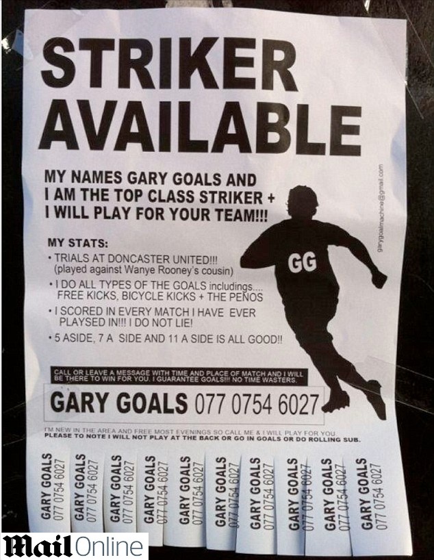 Artilheiro amador coloca placas em Londres para que o contratem e garante gols