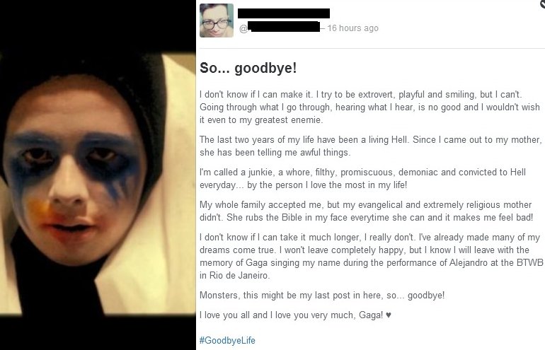 Lady Gaga ajuda fã brasileiro a desistir de cometer suicídio