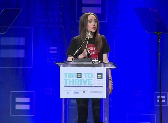 Atriz Ellen Page em emocionante discurso em que assumiu ser homossexual
