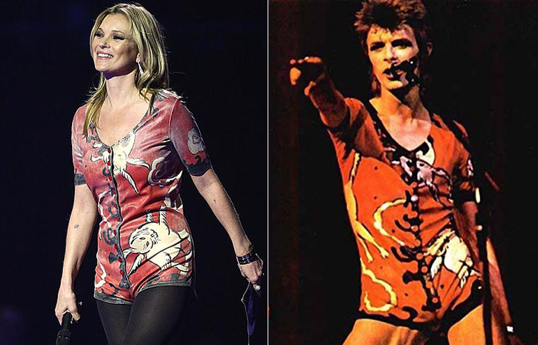 Kate Moss usa figurino icônico de David Bowie durante BRIT Awards