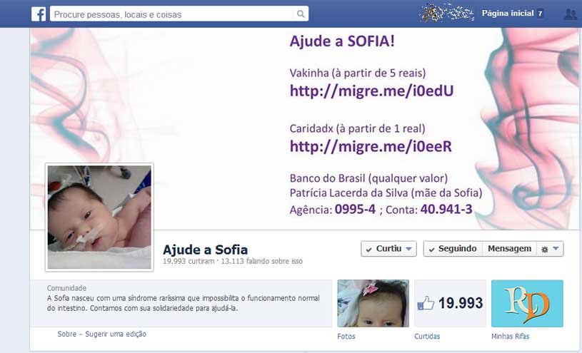 Bebê com síndrome rara conta com solidariedade em campanha no Facebook