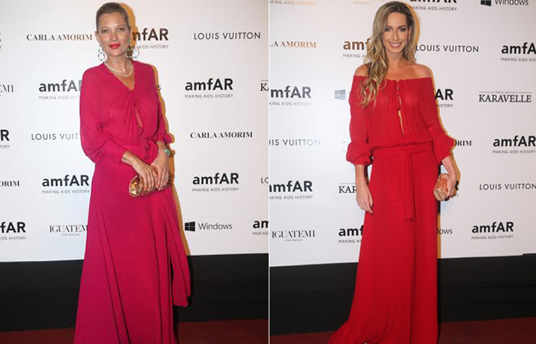 Mariana Weickert e Kate Moss usam o mesmo vestido no baile da amfAR