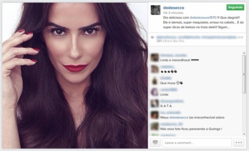 Deborah Secco posta foto em que aparece morena e fã comenta: ‘Parece o Coringa’