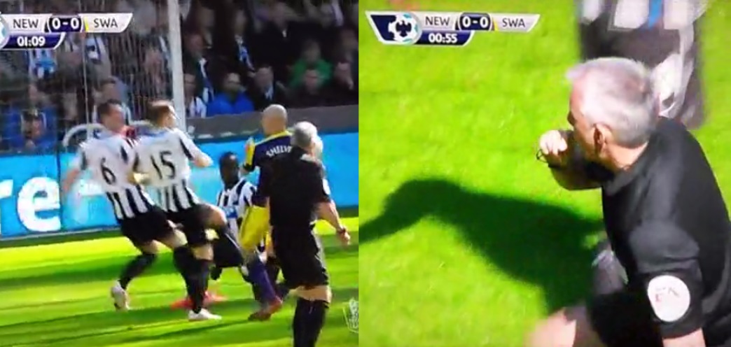 Juiz é substituído após levar bolada no rosto em partida do Campeonato Inglês