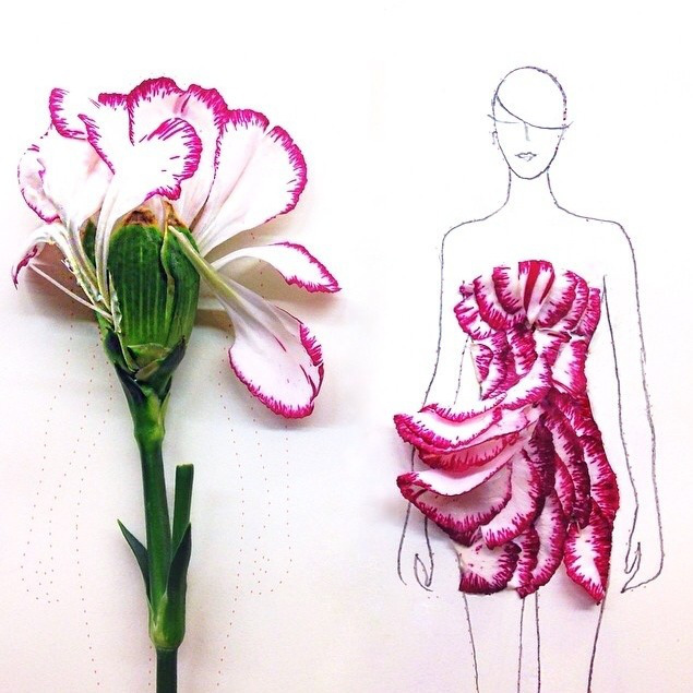 Estilista inova e cria vestidos inspirados em pétalas de flores