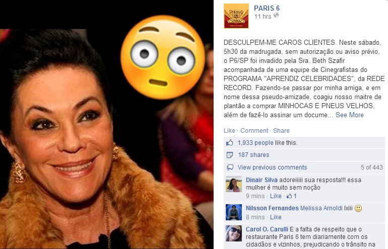 Beth Szafir irrita dono de restaurante em gravação de ‘Aprendiz Celebridades’