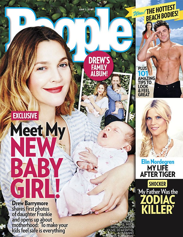 Drew Barrymore mostra sua filha para o público em capa de revista