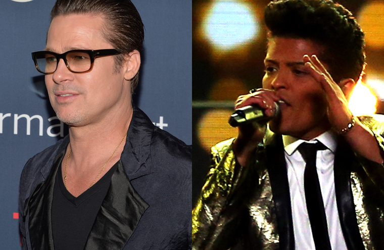 Brad Pitt toca pandeiro enquanto Bruno Mars faz cover de James Brown; assista