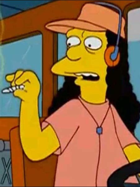 Animações televisivas também aderiram. Os Simpsons trazia o motorista de   ônibus Otto Mann, que vivia sob efeito de maconha