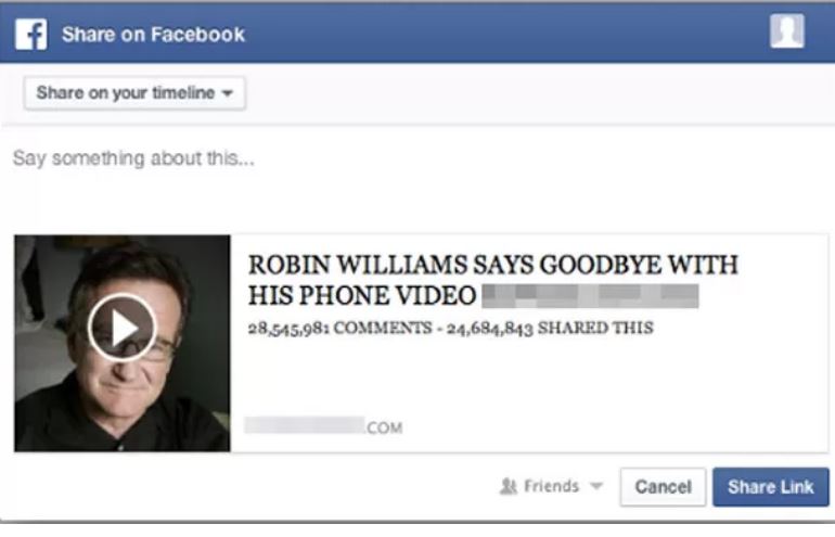 Vídeo de despedida de Robin Williams espalha vírus no Facebook