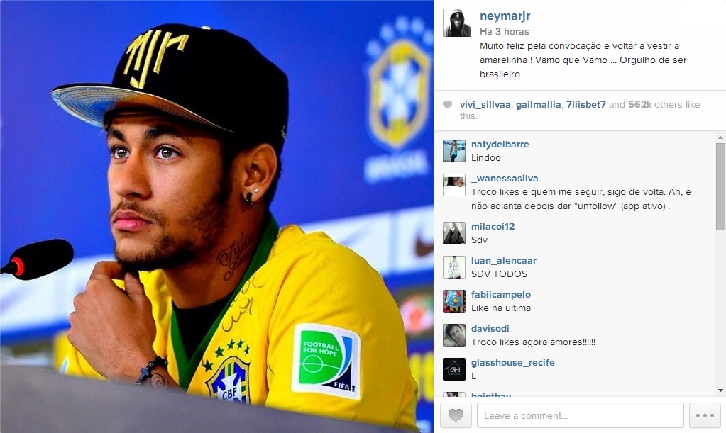 Comemorando convocação, Neymar faz post usando ‘boné da discórdia’
