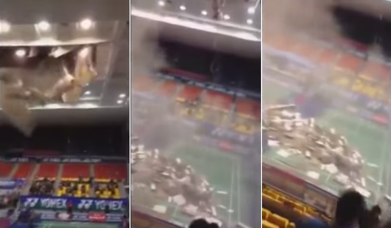 No Vietnã, teto de ginásio desaba durante torneio de badminton; assista