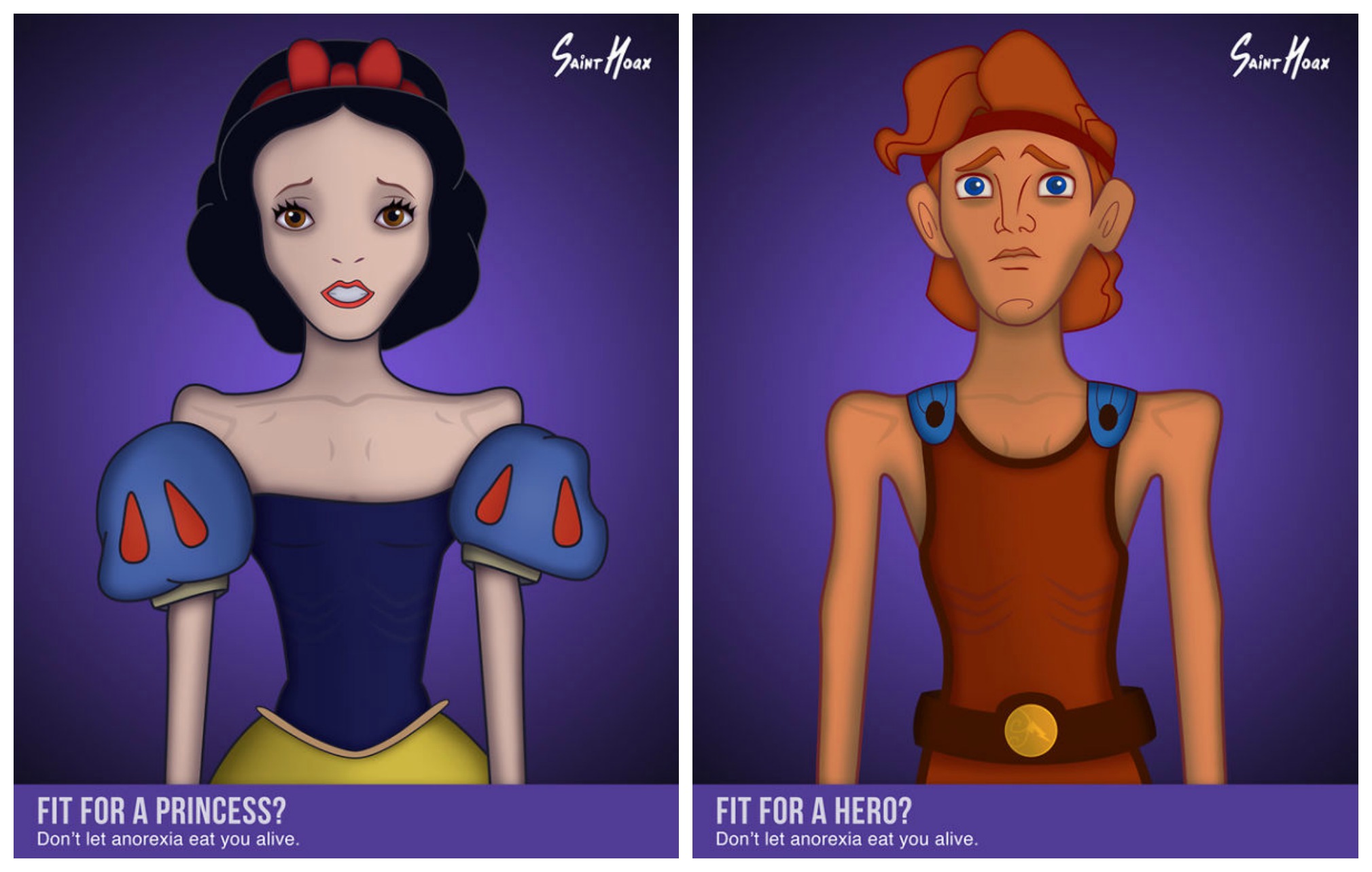 Designer cria série que ilustra personagens da Disney com anorexia