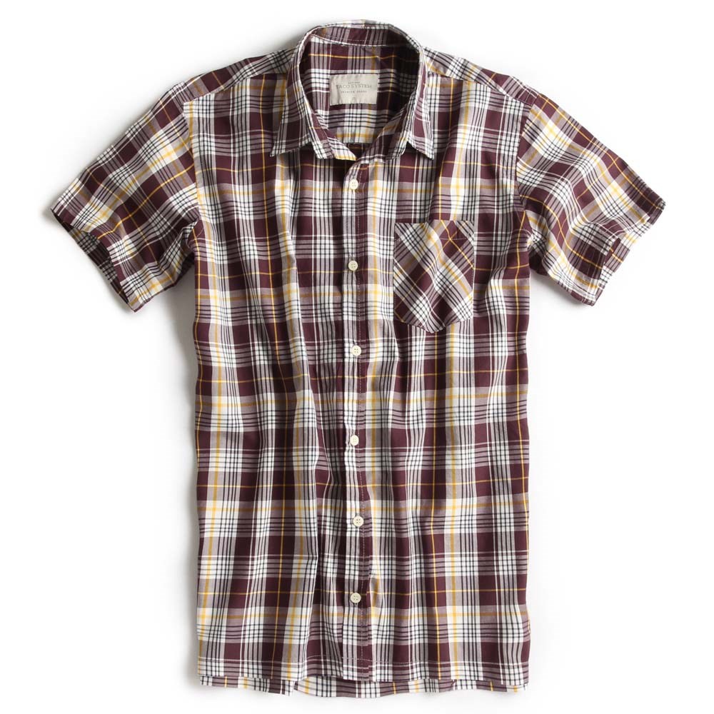 Camisa xadrez manga curta; R$ 76, na Taco (http://www.taco.com.br/). Preço pesquisado em novembro, sujeito a modificações
