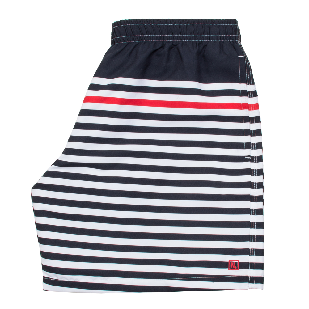 Bermuda surfe listrada; R$158, na Noir (www.lelis.com.br/noir)