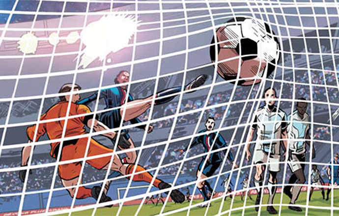 Atletas do time francês ganharam uma versão ao estilo heróis de desenho