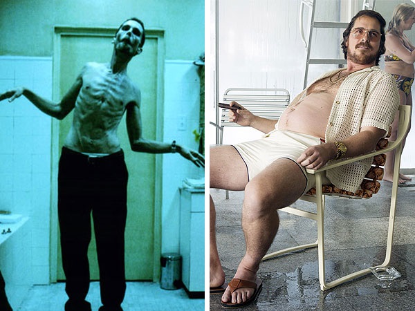 Um dos campeões dessa lista é Christian Bale, que chegou a perder aproximadamente 28 kg para O Maquinista (esquerda), filme de 2004. 

Ele também perdeu peso para o fime O Lutador (2010), ganhou músculos em Batman Begins (2005) e ficou 