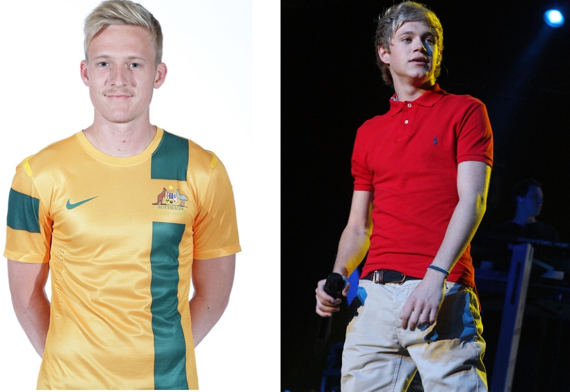 Ben Halloran da seleção australiana e o cantor Niall Horan, do One Direction