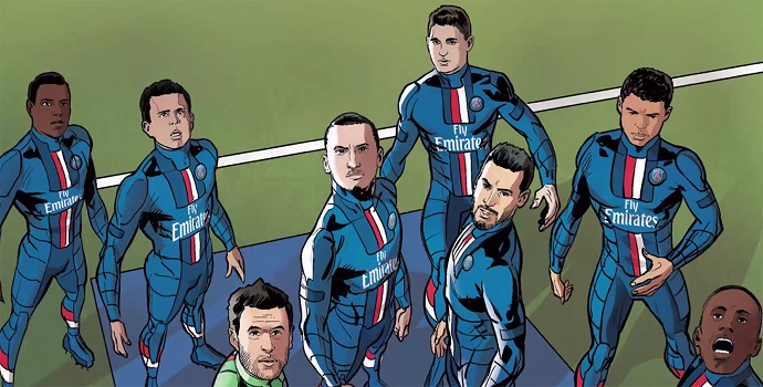 Atletas do time francês ganharam uma versão ao estilo heróis de desenho