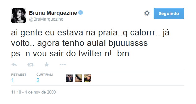 Vai para aula, mas não vai sair do Twitter. Que bonito, seus pais sabem disso, dona Marquezine?