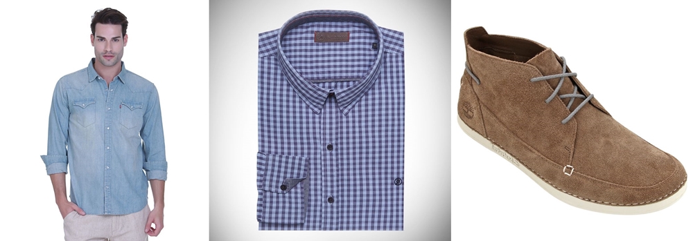 Depois temos as variações: camisa polo, calça caqui ou cinza, camisa listrada, xadrez ou jeans, e um sapato