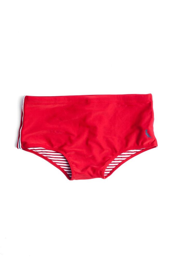 Sunga vermelha lisa forro listrado; R$ 159, na Reserva (www.usereserva.com). Preço pesquisado em dezembro de 2014, sujeito a modificações 