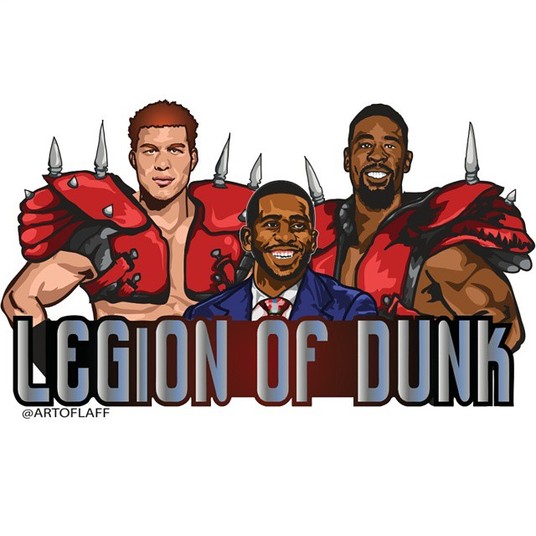 O famoso trio do Los Angeles Clippers, formado por Blake Griffin, Chris Paul e DeAndre Jordan, também foi transformado em desenho pelo artista