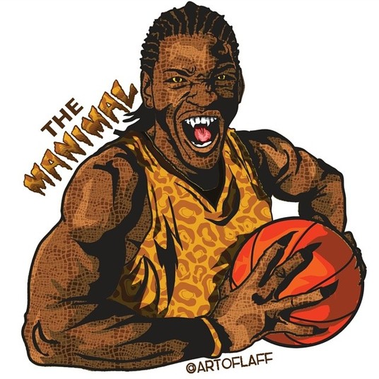 Kenneth Faried, do Denver Nuggets, virou o 'The Manimal' nas mãos de Alberto 'Laff' Berroa Jr. 