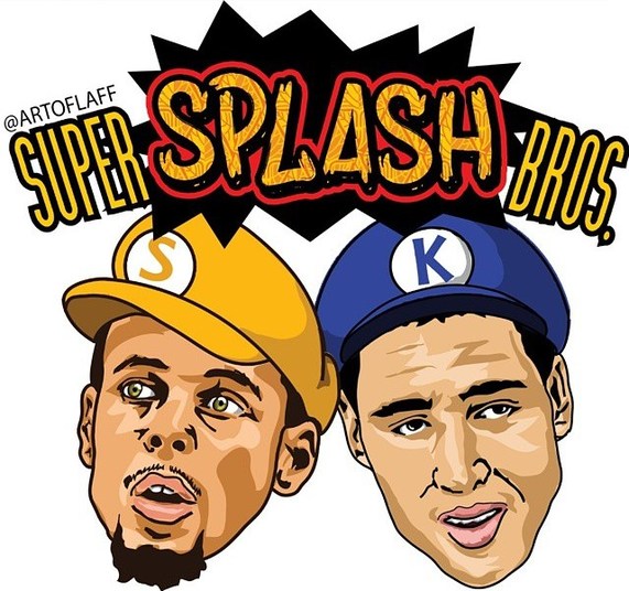 Stephen Curry e Klay Thompson, dupla de craques do Golden State Warriors, foram lembrados em um desenho que faz alusão aos clássicos Mario e Luigi 